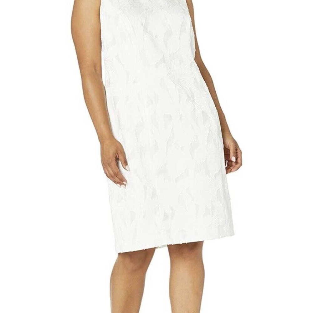 Women's Kasper Lily White Floral Burnout Dress
